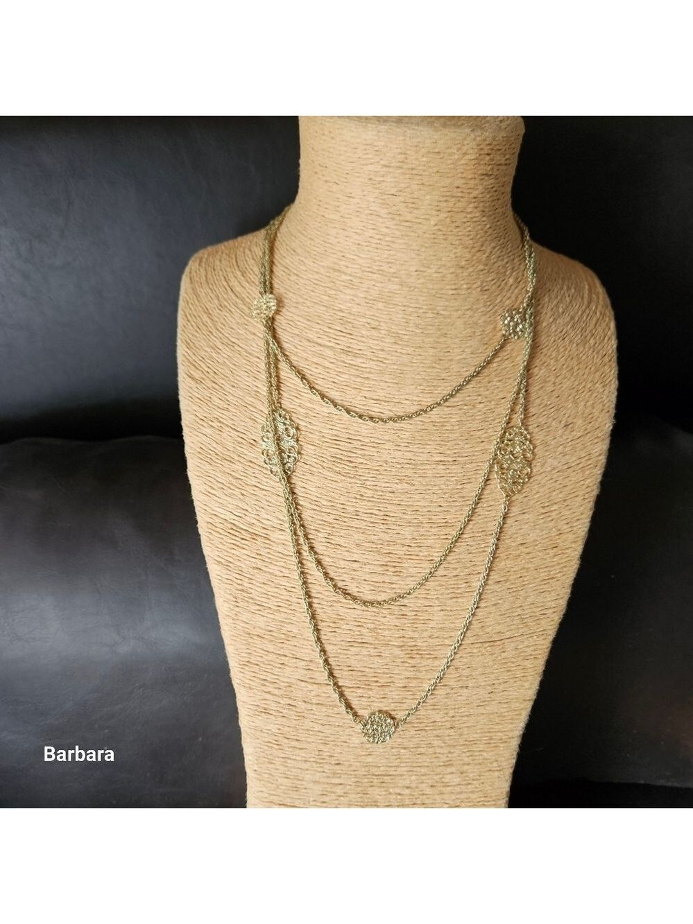 Vintage JNY Gold-tone 3-Strand Chain Necklace